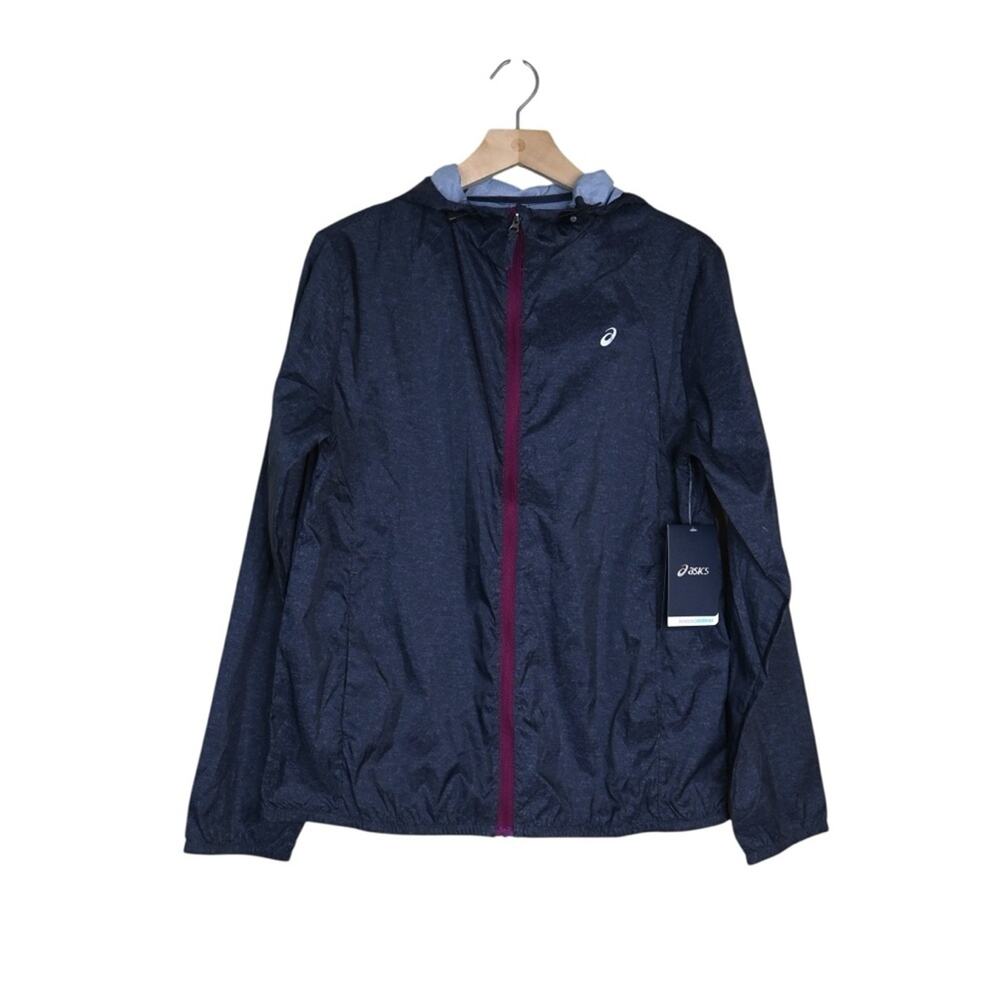 Asics Women's L Charcoal Gray Packable Lightweight Jacket NEW